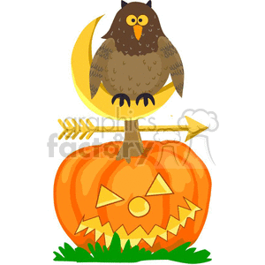 owl sitting on a pumpkin clipart.