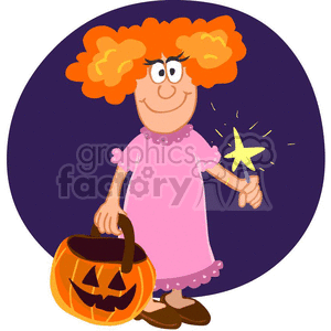 cartoon Halloween cute vector pumpkin trick-or-treat girl child kids
