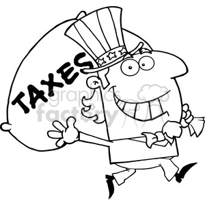 cartoon funny comic character vector Government Uncle Sam taxes tax bill money cash IRS USA United States America American