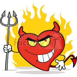 102564-Cartoon-Clipart-Bad-Devil-Heart-Character-With-A-Trident clipart. Royalty-free image # 384015
