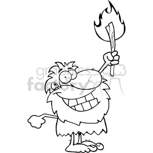 black-white-cartoon-caveman clipart. Commercial use image # 384205
