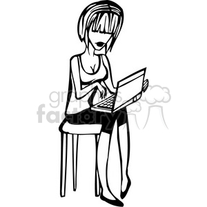 girl working on her laptop clipart. Royalty-free image # 384727