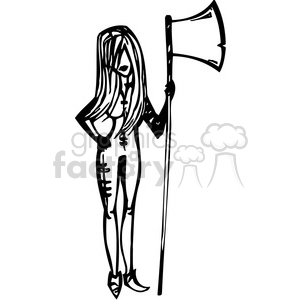 girl holding a large axe clipart. Royalty-free image # 384747