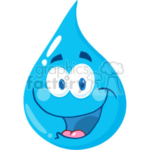 12855 RF Clipart Illustration Happy Water Drop Cartoon Character clipart.