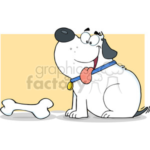 5255-Happy-White-Fat-Dog-With-Bone-Royalty-Free-RF-Clipart-Image clipart. Commercial use image # 386376