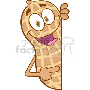 Peanut Cartoon Mascot Character Looking Around A Blank Sign clipart. Commercial use image # 386542