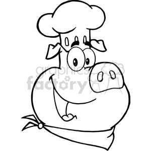 cartoon comic comical funny cook chef dinner pig black+white pork animal