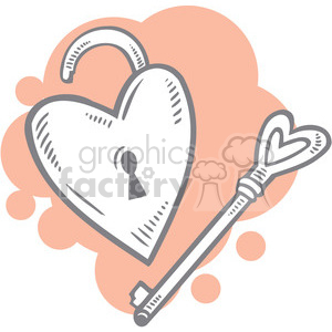 love Valentines hearts cartoon vector lock heart key