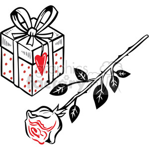 love Valentines hearts cartoon vector gift presents flower rose