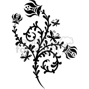 Chinese swirl floral design 070 clipart.