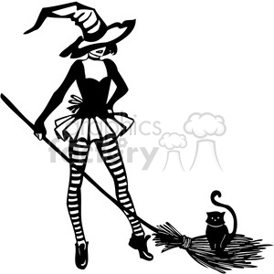Halloween scary black+white vinyl+ready black+cat witch