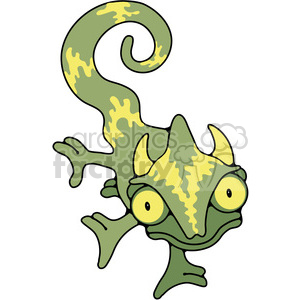 green chameleon crawling  clipart.
