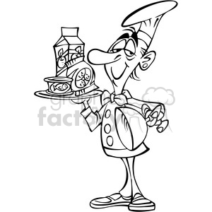 cartoon chef character black white clipart. Commercial use image # 387806