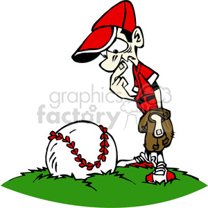 cartoon baseball character with huge ball clipart. Royalty-free image # 387846
