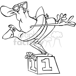 clipart - black white cartoon swimmer wearing a floaty.