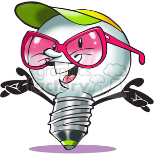 light+bulb light idea cool cartoon character mascot funny bulb sunglasses summer vacation
