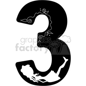 clipart - Number 3 Girly.