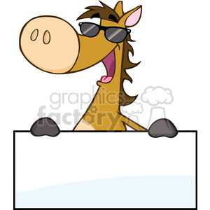 5687 Royalty Free Clip Art Happy Horse With Sunglasses Over A Banner clipart. Royalty-free image # 388703