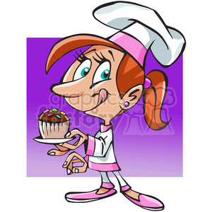 young female baker with cupcake clipart. Commercial use image # 389820