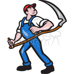farmer scythe looking side clipart. Commercial use image # 389985