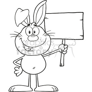 Royalty Free Rf Clipart Illustration Black And White Funny Rabbit