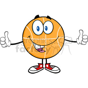 clipart - Royalty Free RF Clipart Illustration Funny Basketball Cartoon Character Giving A Double Thumbs Up.