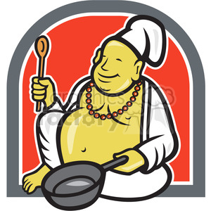 clipart - chef buddha sitting front.