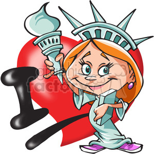 cartoon funny character I love heart statue+of+liberty America USA