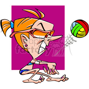 cartoon funny character volleyball sports female