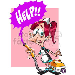 maid holding a vacuum saying help clipart. Commercial use image # 390745