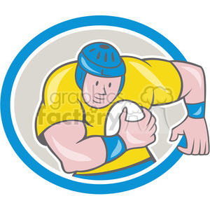 clipart - rugby player running up front OL OVAL.