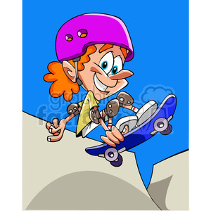 clipart - cartoon skateboarding kid.