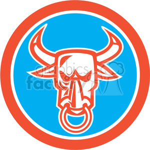 bull head front red in circle shape