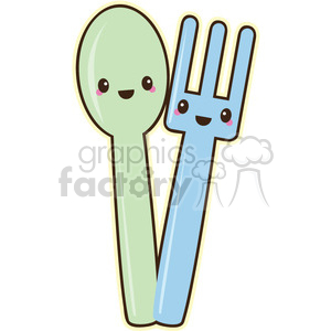 cartoon cute character funny spoon fork silverware