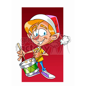 kid playing drums on christmas clipart. Commercial use image # 393516