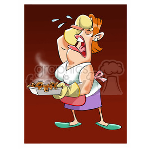 cartoon character funny comic people burnt burn food dinner mad upset lady crying women
