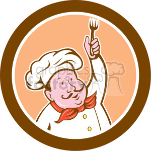chef holding fork CIRC clipart.