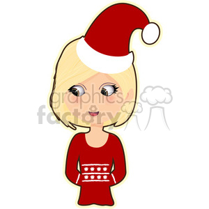 Christmas girl cartoon character vector clip art image