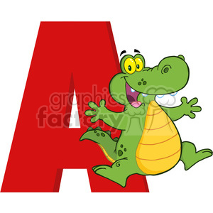 Royalty Free RF Clipart Illustration Funny Cartoon Alphabet A With Aligator clipart. Royalty-free image # 395575