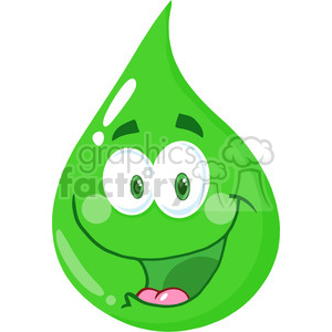 Royalty Free RF Clipart Illustration Happy Eco Green Drop Cartoon Character clipart.