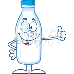 Royalty Free RF Clipart Illustration Winking Milk Bottle Cartoon Mascot Character Giving A Thumb Up clipart. Commercial use icon # 396136