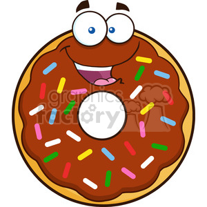 8685 Royalty Free RF Clipart Illustration Happy Chocolate Donut Cartoon Character With Sprinkles Vector Illustration Isolated On White clipart. Royalty-free image # 396338