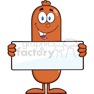 8432 Royalty Free RF Clipart Illustration Sausage Cartoon Character Holding A Banner Vector Illustration Isolated On White clipart. Commercial use image # 396684