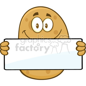 8788 Royalty Free RF Clipart Illustration Potato Cartoon Character Holding A Blank Sign Vector Illustration Isolated On White clipart.
