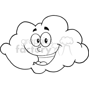 Royalty Free RF Clipart Illustration Black And White Happy Cloud Cartoon Mascot Character clipart. Royalty-free icon # 396916