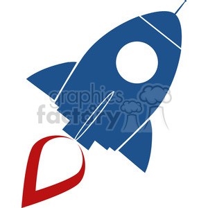 8308 Royalty Free RF Clipart Illustration Blue Retro Rocket Ship Concept Vector Illustration clipart.
