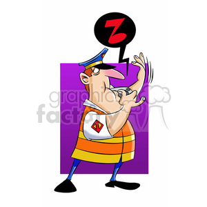 clipart - chip the cartoon character directing traffic with whistle.