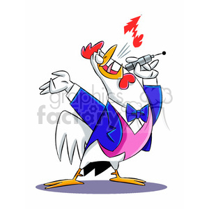 cartoon chicken singing into mic clipart. Royalty-free image # 397495