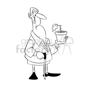 max the senior holding a flower pot black white clipart. Commercial use image # 397635