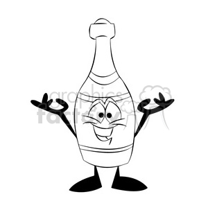 cartoon bottle of champagne black white clipart. Commercial use image # 397645